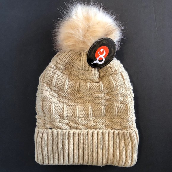 COPY - WOMENS WINTER BEANIE HAT/ 2 PIECES (WHITE/ BEIGE) - Picture 10 of 10